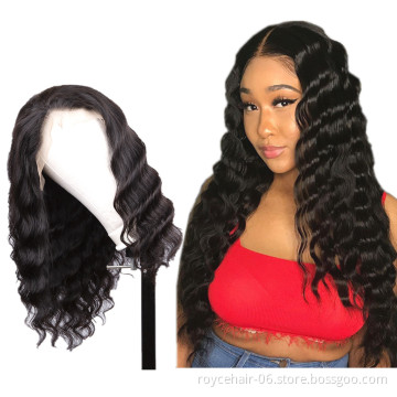 18 Inch 20 Inch 22 Inch 24 Inch 150 Density Brazilian Virgin Remy Human Hair Loose Deep Wave Curly Lace Frontal Kosher Wig